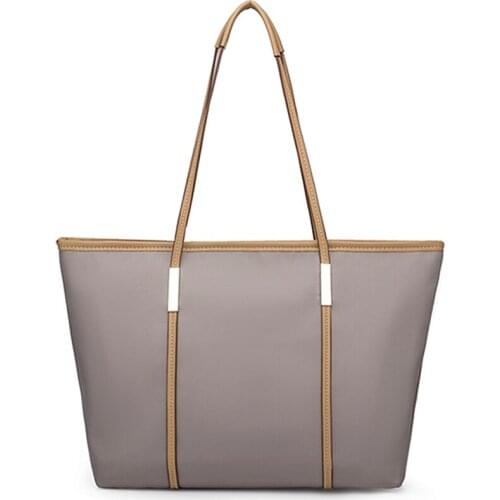 New Women Large Tote Bag Solid Color Simple Designer Big Handbag Oxford Cloth Waterproof Leisure Shoulder Bag Ladies Shopper Bag