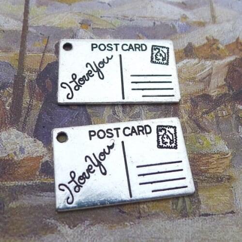 Newest 10Pieces 1*26mm Mixed Alloy Antique Silver Color Postcard Charms Rectangle Pendant Accessory For DIY Jewelry Making