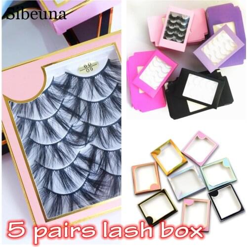 New 3/5 pairs wholesale paper eyelash packaging box lashes boxes packaging Design for 10mm- 25mm mink eyelashes square case