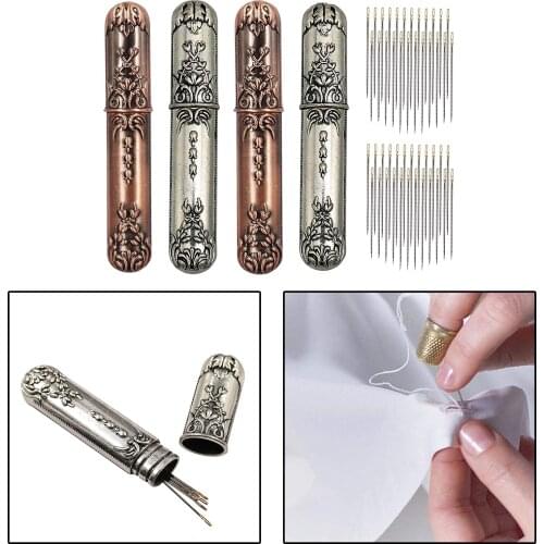 Retro Sewing Needles Case Organizer Self Threading Needles Stitching Tool