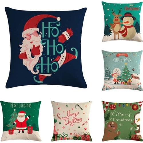 45*45cm Cartoon red santa hohoho print Cushion Cover Linen Throw Pillow Car Home Decoration Decorative PillowcaseT410