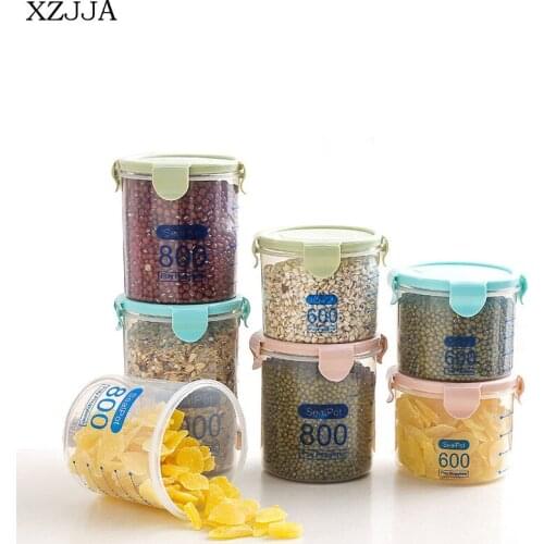 XZJJA Transparent Kitchen Food Storage Bottles Preservation Container Cereals Grains Sealed Box Snacks Candy Jars Tea Box
