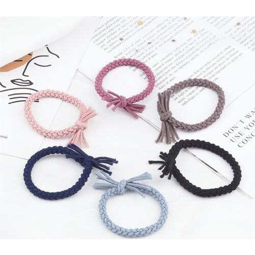 6Pcs/Lot Basic Simple Rubber Band Twist Bowknot Scrunchie High Elastic Headband For Girls Women Ponytail Holder Hair Accessories