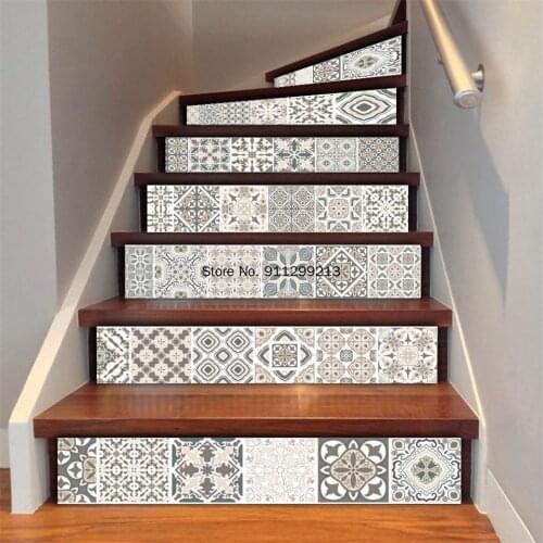 DIY Vinyl Self-adhesive Arabic Style Stair Sticker Stairway Waterproof Removable Wallpaper Staircase Floor Stickers Home Decor