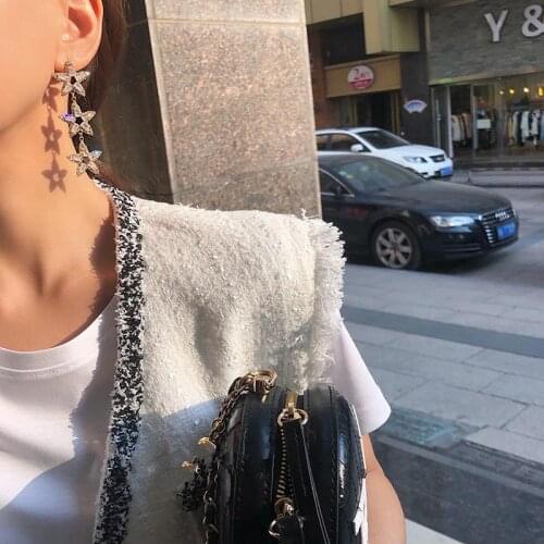 HipHop Star Earring Crystal Statement Earrings for Women Rock Brincos Fashion Party Jewelry Star Tassel Earring Pendant 2020