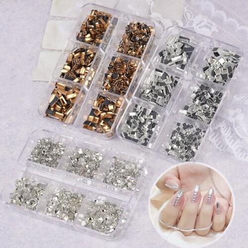 Shiny Crystal AB Nail Art Rhinestone 3D Flatback Square Rectangle Glass Diamonds Nail Jewelry Ornaments DIY Manicure Decorations