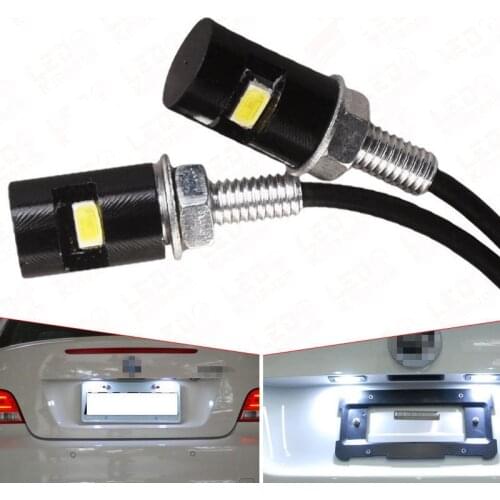2pcs Motorcycle LED License Plate Lights SMD 5630 Car Auto Front Tail Number Lamps Bulbs Styling Screw Bolt White