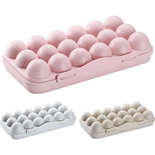 12Grids/18Grids Egg Box Temperature Resistant Large Capacity Shockproof Household Egg Keep Fresh Storage Box with Lid for Fridge