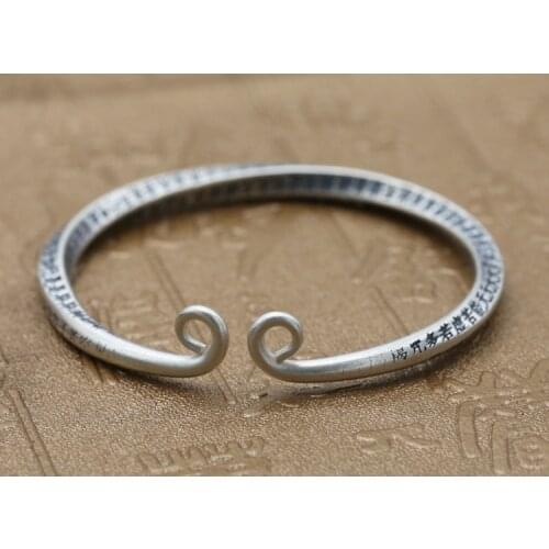 Solid 990 sterling Silver monkey king the Incantation of the Golden Hoop cuff bracelet bangle A4788