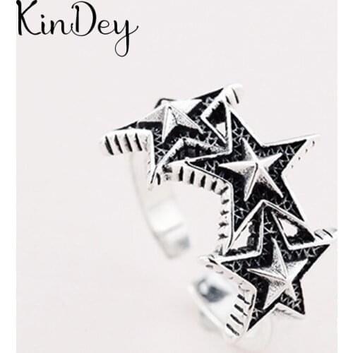 Exaggerated Silver Color Star Rings For Women Engagement Jewelry Girls Open Finger Rings