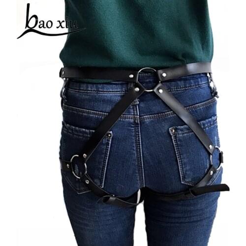 Vintage New Sexy Female Leather Bowknot Belts Body Leg Bondage Cage Punk Sculpting Harness Waist Straps Suspenders Accessories