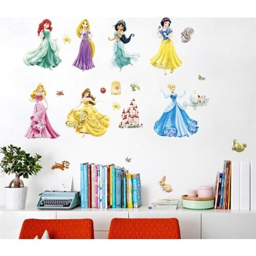 Vivid Colorful Princess Bird deer height measure wall stickers decals children bedroom kindergarten Decoration
