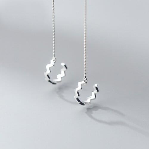 MloveAcc 100% Real 925 Sterling Silver Chain Line Earrings Simple Clip on Earrings for Women Wedding Jewelry