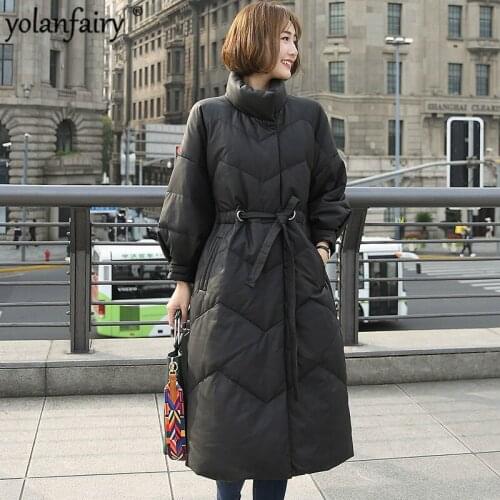 Winter Coat Women Genuine Leather Jacket Sheepskin Duck Down Coat Women Korean Long Coat for Womens Clothing GGS18D1018 YY812