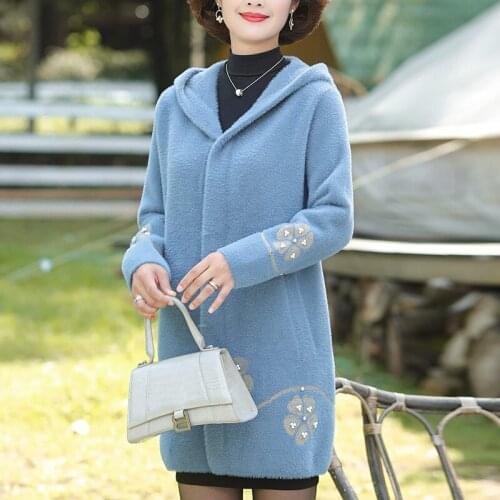 Imitation Mink Fur Middle-aged Ladies Korean Cashmere Coat Womens Plus Size Fashion Autumn and Winter New Woolen Jacket y158