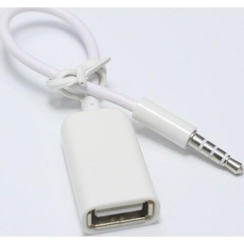 1pcs 18cm Cable Cord Adapte Car MP3 Player Converter 3.5 Mm Male AUX Audio Jack Plug To USB 2.0 Female Converter
