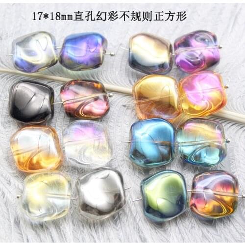 10pcs/pack 17x18mm Irregular Brilliantly Coloured Glass Crystal Earrings Long Geometry Diy Handmade Earrings Glass Accessories