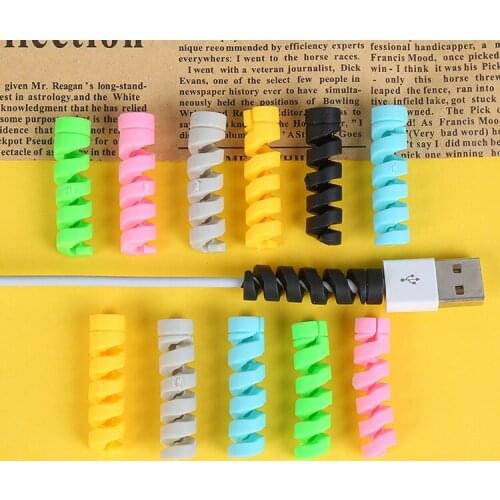 100pcs/lot Spiral Cable protector Data Line Silicone Bobbin winder Protective For iphone Samsung Android USB Charging Case