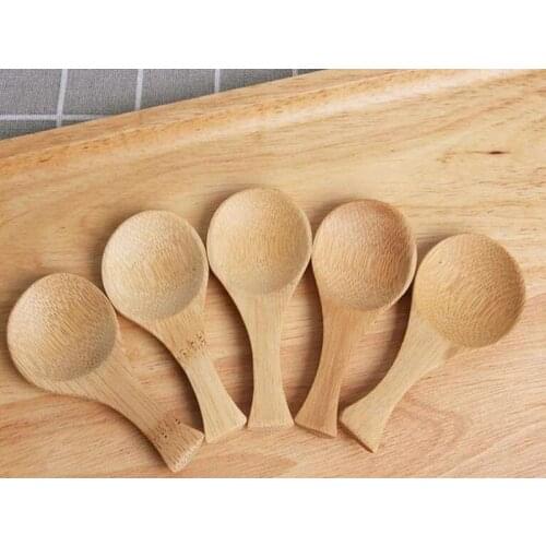 200pcs Natural Mini Bamboo Spoon Mini Short Handle Tea Spoon Coffee Beans Salt Tea Scoop#38118