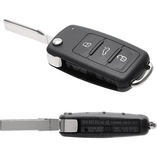 3 Buttons for Beetle/Caddy/Eos/Golf/Jetta/Polo/Scirocco/Tiguan/Touran/UP For VW Car Key Shell Blank Car Keys Remote Flip