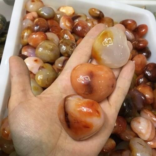 3PCS Healing Chakra Gifts Natural Beautiful Carnelian Heart Shaped Red Agate Stone Carved Heart Shape For Home Decoration