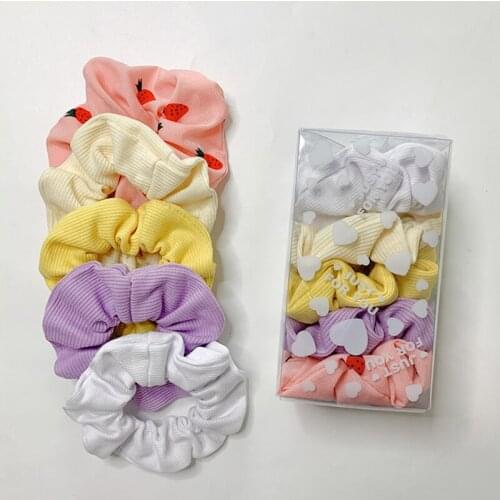 5/1Pcs of Pack Women Elastic Hair Bands Cute Hair Ties Gum Print Girls Silky Scrunchie Set Headwear Headband Hair Accessories