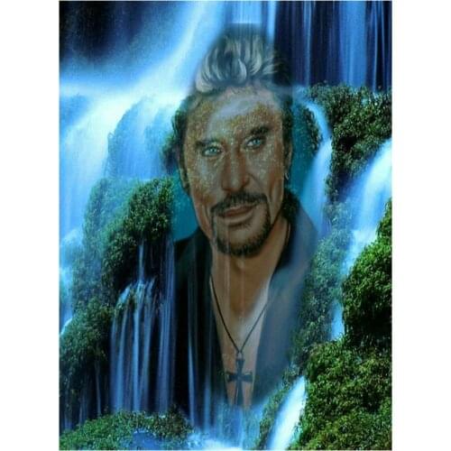 5d diamond painting johnny hallyday waterfall landscape full square drill diamond embroidery 3d round French singer diamond