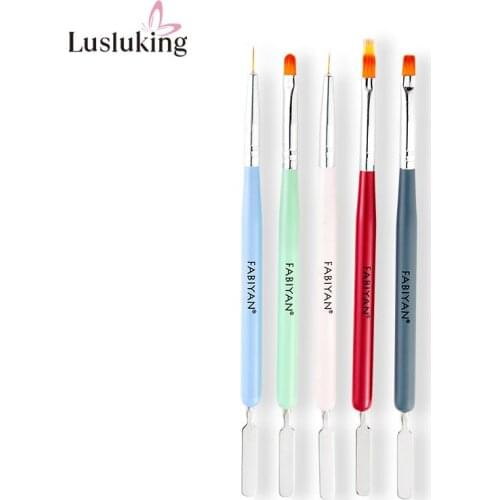Dual End Nail Art Brush Mixing Spatula Stick Painting Drawing French Extension Gradient Line Liner Flat Pen Makeup Manicure Tool