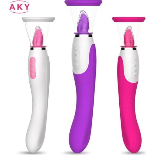 Pussy Dildo Vibrators Sex Toys For Women Vagina Nipple Sucker Licking Clit Pump Mastubator Heating Vibrators Erotic Massager