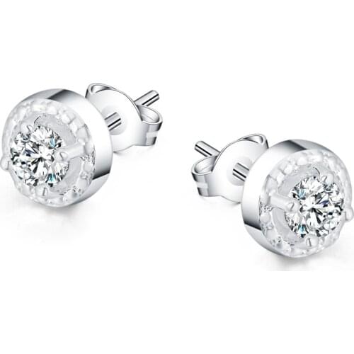 Hot sale high quality 925 Sterling Silver personality Earrings Women party Jewelry crystal Ear studs fashion Christmas Gifts