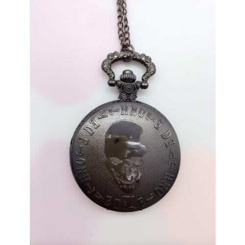Retro Death Note Theme Pocket Watches with Necklace Chain Cool Skull Watch Cosplay Gifts for Boys Children Kids P36