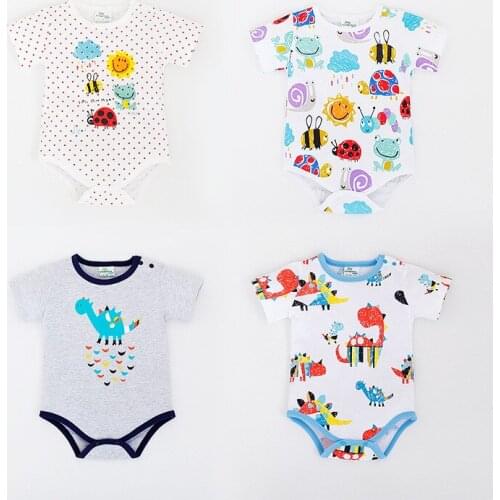 2020 Summer Baby Boy Bodysuits Cartoon Animal Newborn Short Sleeve Body Clothing Cotton Infant Jumpsuits Toddler Girls Bodysuit