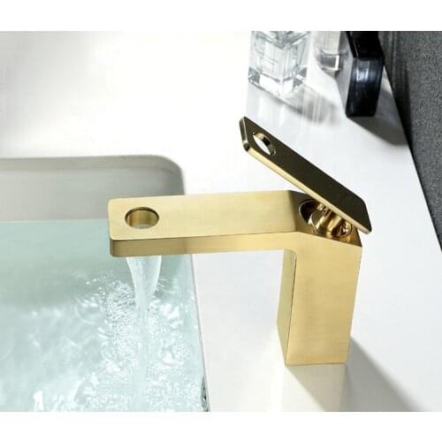 Brushed Gold New Fashion Hot And Cold Water Bathroom Basin sink Faucet Good Quality copper brass bath faucet,Black/Chrome