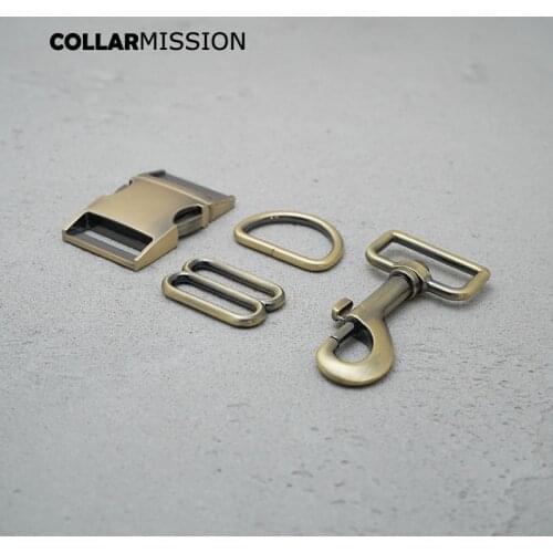 Metal buckle+adjust buckle+D ring+metal dog clasp/set) DIY dog collar copper 30mm webbing sewing accessory high quality