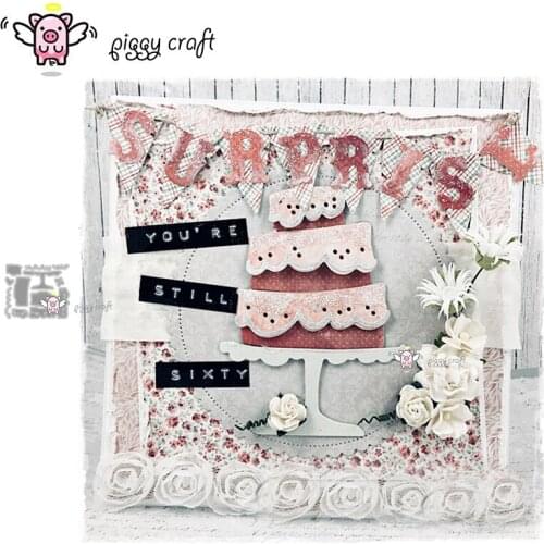 Piggy Craft metal cutting dies cut die mold Flowers birthday cake Scrapbook paper craft knife mould blade punch stencils dies
