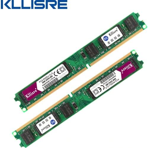 Kllisre DDR2 (2pcsX2GB) Ram 2GB 800MHz PC2-6400U 1.8V CL6 240Pin non-ECC Desktop Memory Dimm New