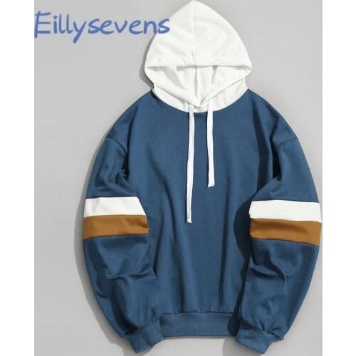 Korean Fashion Mens Hoodies Long Sleeves Patchwork Sweatshirts Autumn Spring Loose Clothes Harajuku Man 2021 Casual Pullovers