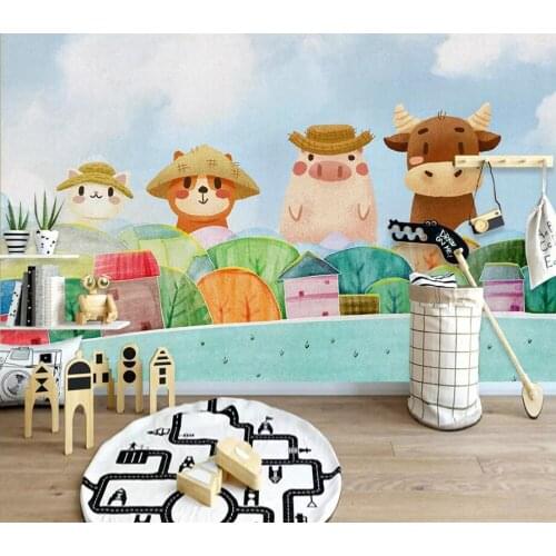 Custom mural wallpaper hd hand-painted cartoon children bedroom living room background wall