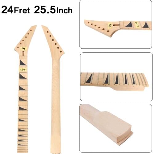 Unfinished 24Fret 25.5inch Electric Guitar Neck Canada Maple fretboard Hand-made Guitar project