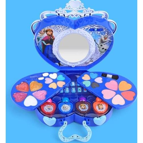 2019 New Disney Portable Cosmetics Box Childrens Cosmetics Toys Snow Princess Makeup House Toys Birthday Gift Christmas present