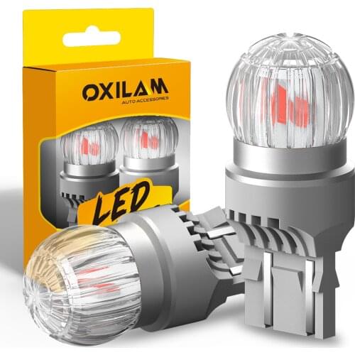 OXILAM 2Pcs 1500LM High Bright 7443 T20 LED Red 3030 6-SMD W21/5W LED Lamp for Car Brake Stop Tail Rear Lights 12V