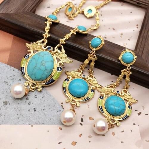Marble Stones Necklace Pendant Birds Animal Jewelry Ethnic Fashion Accessories For Women