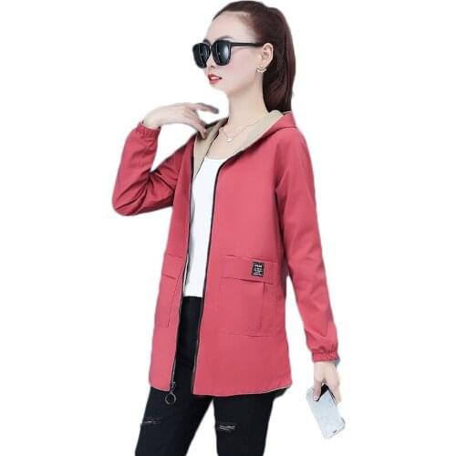 Double-sided Wearing Coat For Women 2021 New Casual Hooded Windbreaker Plus Size 3XL Spring Autumn Loose Female Trench Coat L5