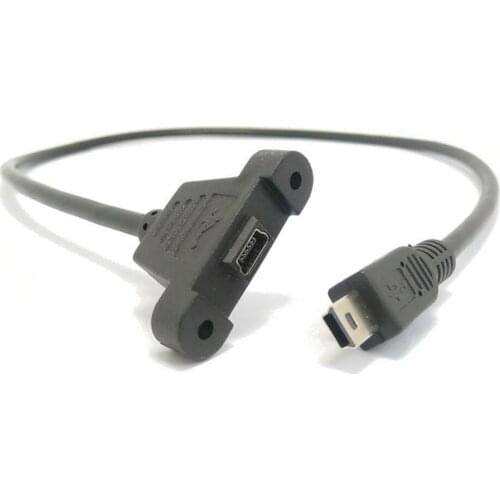 0.3M/0.5M Screw Lock Panel Mount Mini USB 2.0 Male to Female M/F Extension Data Sync Power Charge Cable Screws Shielding