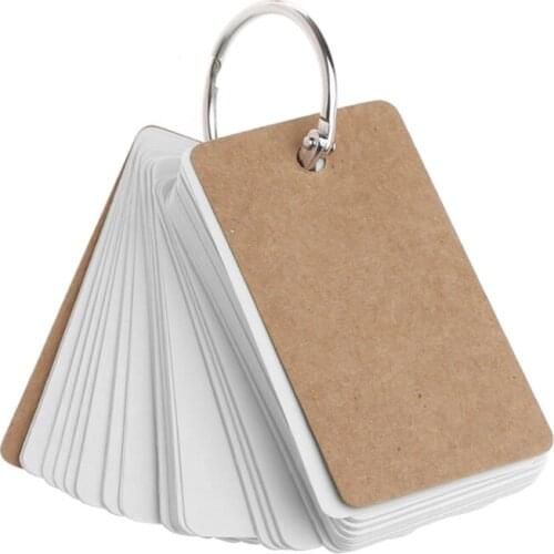 Kraft Paper Binder Ring Easy Flip Flash Cards Study Memo Pads DIY Stationery