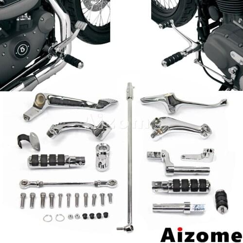 Motorcycle Foot pegs Forward Control Kit Motorbike Footrests Peg Linkages For Harley Sportster 72 1200 Seventy Two XL1200V 14-17