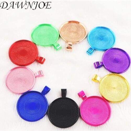 25mm Colorful Mix Cabochon Pendant Blank Setting Pendant Tray Base DIY Manual Supplies for jewelry Making Findings