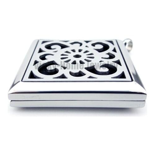 With Chain Gift Square Flower Aromatherapy Essential Oils Diffuser Locket Necklace Stainless Steel drop shipping