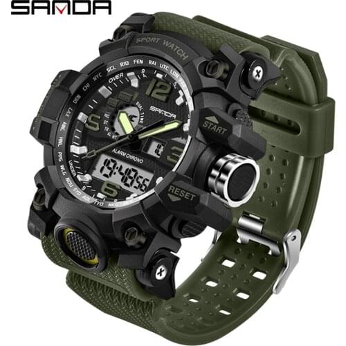 SANDA 742 Military Mens Watches Top Brand Luxury Waterproof Sport Watch Men S Shock Quartz Watches Clock Relogio Masculino 2019