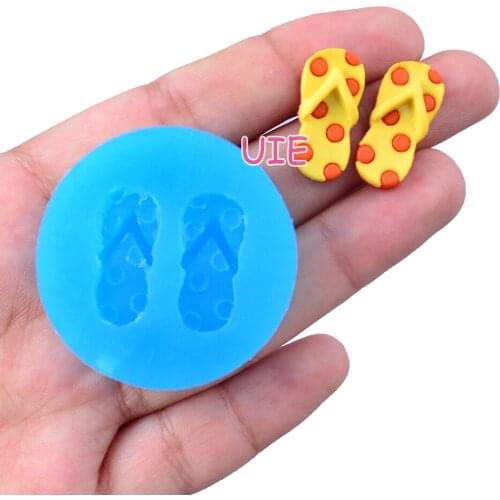 FYL093U 21.3mm x 10mm Slipper Silicone Mold Fondant Cake Decoration Candy Resin Clay Earrings Necklace Craft Soap Candle